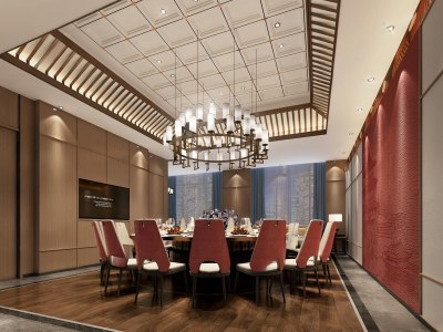 新中式餐厅包厢3D模型下载